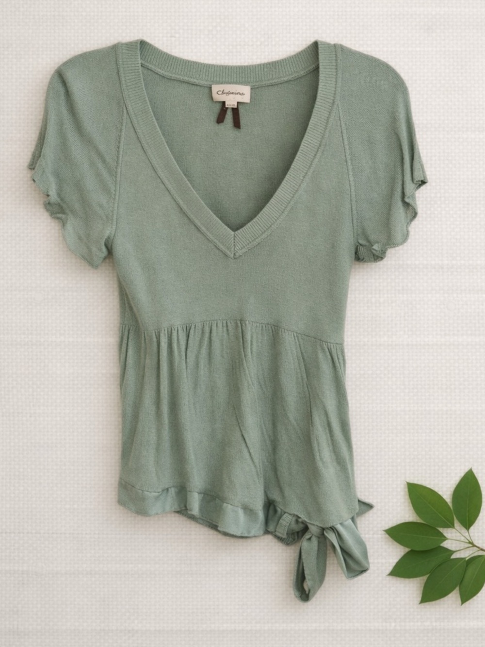Dynamite Light Green V‑Neck Blouse Size XS